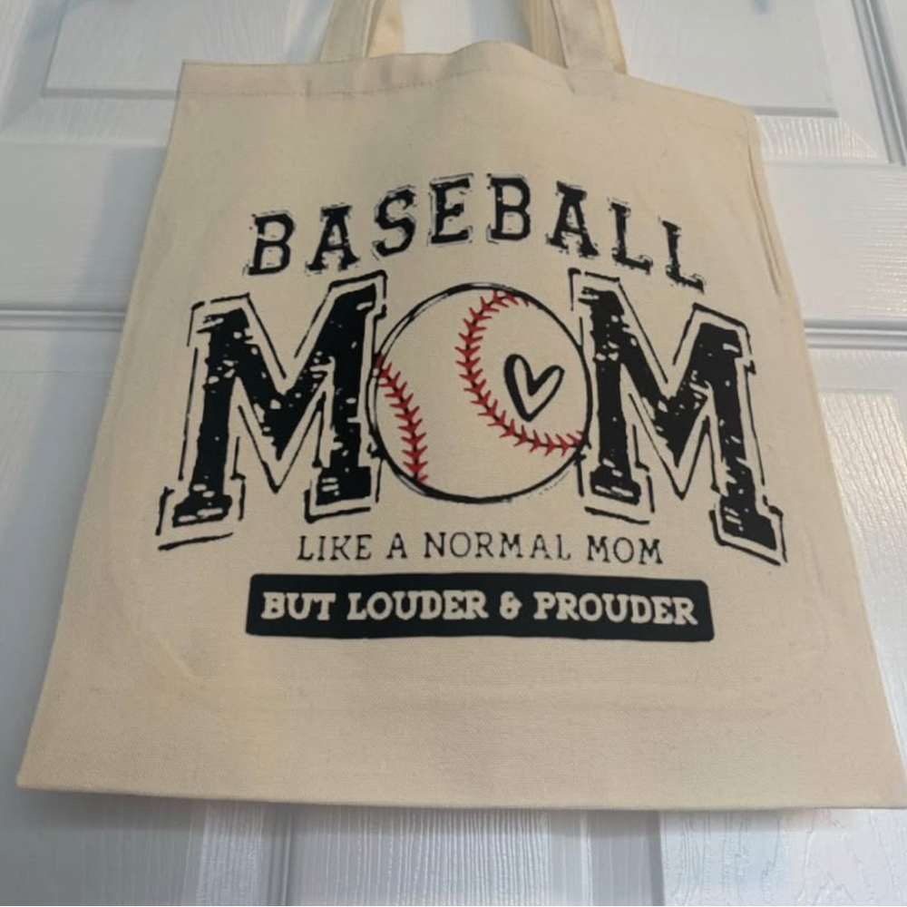 Baseball Mom Tote Bag - Tan